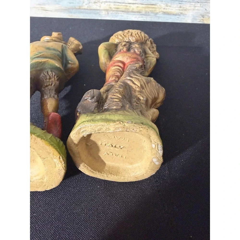 2 Vintage Italy Nativity Shepherd Boy Lamb - Josiah Bagpiper Set 5.5